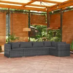 Set mobilier de grădină cu perne, 5 piese, gri, poliratan GartenMobel Dekor