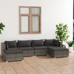 Set mobilier de grădină cu perne, 6 piese, gri, poliratan GartenMobel Dekor