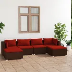 Set mobilier de grădină cu perne, 6 piese, maro, poliratan GartenMobel Dekor
