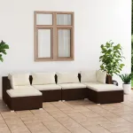 Set mobilier de grădină cu perne, 6 piese, maro, poliratan GartenMobel Dekor
