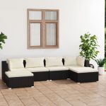 Set mobilier de grădină cu perne, 6 piese, negru, poliratan GartenMobel Dekor