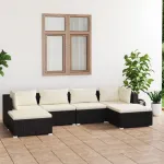 Set mobilier de grădină cu perne, 6 piese, negru, poliratan GartenMobel Dekor