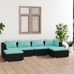 Set mobilier de grădină cu perne, 6 piese, negru, poliratan GartenMobel Dekor