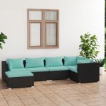 Set mobilier de grădină cu perne, 6 piese, negru, poliratan GartenMobel Dekor