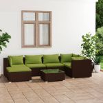 Set mobilier de grădină cu perne, 7 piese, maro, poliratan GartenMobel Dekor