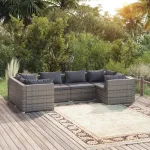 Set mobilier de grădină cu perne, 6 piese, gri, poliratan GartenMobel Dekor