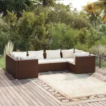 Set mobilier de grădină cu perne, 6 piese, maro, poliratan GartenMobel Dekor