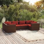 Set mobilier de grădină cu perne, 6 piese, maro, poliratan GartenMobel Dekor