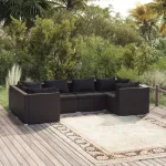 Set mobilier de grădină cu perne, 6 piese, negru, poliratan GartenMobel Dekor