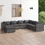 Set mobilier de grădină cu perne, 7 piese, gri, poliratan GartenMobel Dekor