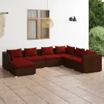 Set mobilier de grădină cu perne, 7 piese, maro, poliratan GartenMobel Dekor