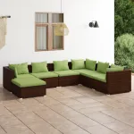 Set mobilier de grădină cu perne, 7 piese, maro, poliratan GartenMobel Dekor
