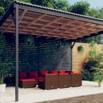 Set mobilier de grădină cu perne, 10 piese, maro, poliratan GartenMobel Dekor