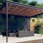 Set mobilier de grădină cu perne, 10 piese,gri, poliratan GartenMobel Dekor