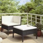 Set mobilier de grădină cu perne, 2 piese, negru, poliratan GartenMobel Dekor