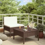 Set mobilier relaxare grădină cu perne 2 piese maro poliratan GartenMobel Dekor