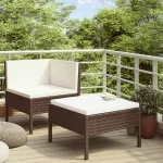 Set mobilier relaxare grădină cu perne 2 piese maro poliratan GartenMobel Dekor