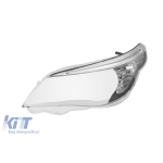 Geam stânga pentru far cu sprânceană LED și garnitură cromată, potrivit pentru BMW Seria 5 E60 sedan LCI, E61 break LCI 2007-2010 versiunea 3 Performance AutoTuning