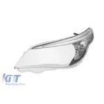 Geam stânga pentru far cu sprânceană LED și garnitură cromată, potrivit pentru BMW Seria 5 E60 sedan LCI, E61 break LCI 2007-2010 versiunea 3 Performance AutoTuning