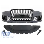 Bumper frontal RS6 potrivit pentru Audi A6 C7 4G 2015-2018 cu PDC, cu capace pentru duze de spălare Performance AutoTuning