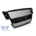Grilă tip RS vopsită în negru, potrivită pentru Audi A5 2007-2011 Sportback, coupe, cabrio cu bara de protecție standard sau S-line Performance AutoTuning