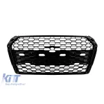 Grilă tip RS4 cu lac negru, potrivită pentru Audi A4 B9 sedan, break 2015-2019 fără găuri pentru senzori de parcare Performance AutoTuning