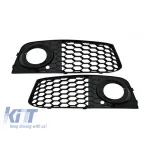 Set grilă tip RS4 în jurul farurilor de ceață potrivit pentru Audi A4 B8 sedan, break 2007-2011, lac negru Performance AutoTuning