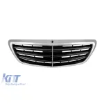 Grilă crom/neagră tip A Design potrivită pentru Mercedes S-Class W222 2013-2020 pentru modelul cu Distronic, fără Night Vision Performance AutoTuning