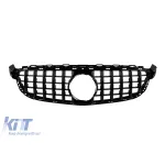 Grilă tip GT vopsită în negru, potrivită pentru C63 Mercedes C-Class W205 sedan, S205 break 2014-2020, fără deschidere pentru cameră, pentru modelul cu bara frontală A Design C63 Performance AutoTuning