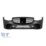 Bara frontală A Design Line potrivită pentru Mercedes S-Class W223 după 2020, cu grilă neagră Performance AutoTuning