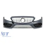 Bumper frontal A Design Line potrivit pentru Mercedes C-Class W205 sedan, S205 break 2013-2018 cu grilaj GT crom/negru Performance AutoTuning
