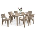 Set mobilier de grădină Curver Fujuli 6+1, cappuccino, pentru 6 persoane