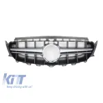 Grilă crom/negru mat tip E63 A Design potrivită pentru Mercedes E-Class W213 sedan, S213 break, C238 coupé, A238 cabriolet 2016-2019 cu deschidere pentru cameră Performance AutoTuning