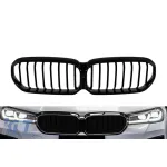 Grile de rinichi iluminate Iconic Glow cu lamele unice potrivite pentru BMW Seria 5 G30, G31 2020-2023, lac negru Performance AutoTuning