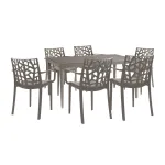 Set mobilier de grădină Odini 6+1 cu 6 fotolii, cappuccino