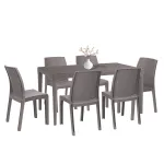 Set mobilier de grădină Leziter Pauli 6+1, cappuccino, efect ratan