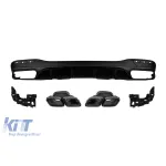 Difuzor tip GLE63 cu capace negre potrivit pentru bara spate A Design pe Mercedes GLE W166 2015-2019 -oo--oo-, cu garnitură neagră Performance AutoTuning