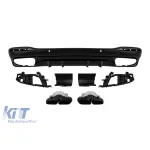 Difuzor tip GLS63 cu capete negre potrivit pentru bara de protecție din spate A Design pe Mercedes GLS X167 după 2019 -oo--oo-, cu garnitură neagră Performance AutoTuning