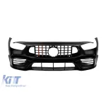 Bumper frontal tip A Design GT63 cu grilă tip Brabus cu lac negru și linii roșii, potrivit pentru Mercedes A Design GT 4 Door Coupe după 2019 Performance AutoTuning