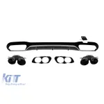 Difuzor tip E53 cu duze negre potrivit pentru bara spate A Design a Mercedes E-Class W213 sedan 2016-2022, lac negru cu garnitură cromată, -oo--oo- Performance AutoTuning