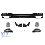 Difuzor tip GLE63 cu capete cromate pentru bara spate A Design potrivit pentru Mercedes GLE W166 2015-2019 -oo--oo-, cu garnitură cromată Performance AutoTuning