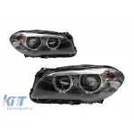 Set de faruri xenon tip LCI potrivit pentru BMW Seria 5 F10 sedan, F11 touring 2010-2013 cu bază neagră pentru modelele cu faruri xenon din fabrică Performance AutoTuning