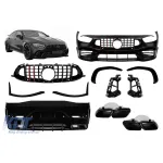 Un pachet de design tip GT63 cu grilă de lac negru tip Brabus cu linii roșii, potrivit pentru Mercedes A Design GT X290 4 Door Coupe după 2019 Performance AutoTuning