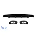 Difuzor cu capete negre tip CLA45 potrivit pentru bara spate A Design pe Mercedes CLA C117 2016-2018, lac negru, -oo--oo- Performance AutoTuning