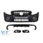 Un pachet A Design tip E63 potrivit pentru Mercedes E-Class C238 coupe, A238 cabrio 2017-2019 cu ieșiri de evacuare negre, pentru modelul cu bara de protecție A Design spate Performance AutoTuning
