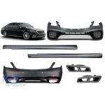Un pachet de design tip S65 cu praguri potrivite pentru Mercedes S-Class W222 2017-2020 cu ampatament lung Performance AutoTuning