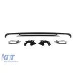 Difuzor tip E300 cu capete cromate potrivit pentru bara spate standard a Mercedes E-Class W212, S212 2014-2016, -oo--oo-, cu garnitură cromată Performance AutoTuning