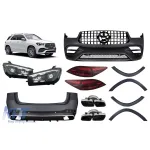 Un pachet de design tip 63 potrivit pentru Mercedes GLE W167 2020-2023, cu bara spate, faruri LED și stopuri LED Performance AutoTuning