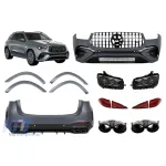 Un pachet de design tip GLE53 potrivit pentru Mercedes GLE SUV W167 2018-2023 cu bara spate, faruri LED și stopuri LED Performance AutoTuning