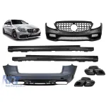 Pachet de tuning design A potrivit pentru Mercedes C-Class S205 2013-2018 cu grilă GT crom/neagră și terminații de evacuare negre Performance AutoTuning